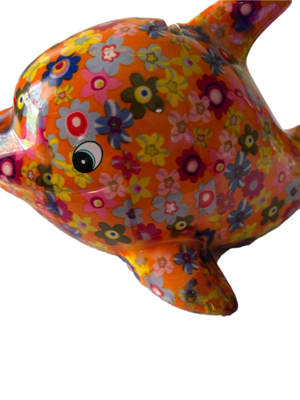 Piggy Bank Coin Bank Orange Pink Flower Pomme Pidou Floral Dolphin Ceramic